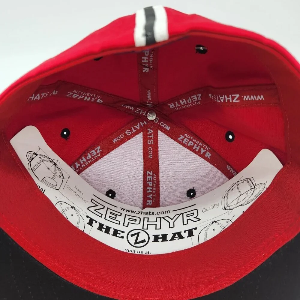 NWT Zephyr KB‎ Baseball Hat Cap Retro Fitted Youth Size Black Red Flat Brim NEW